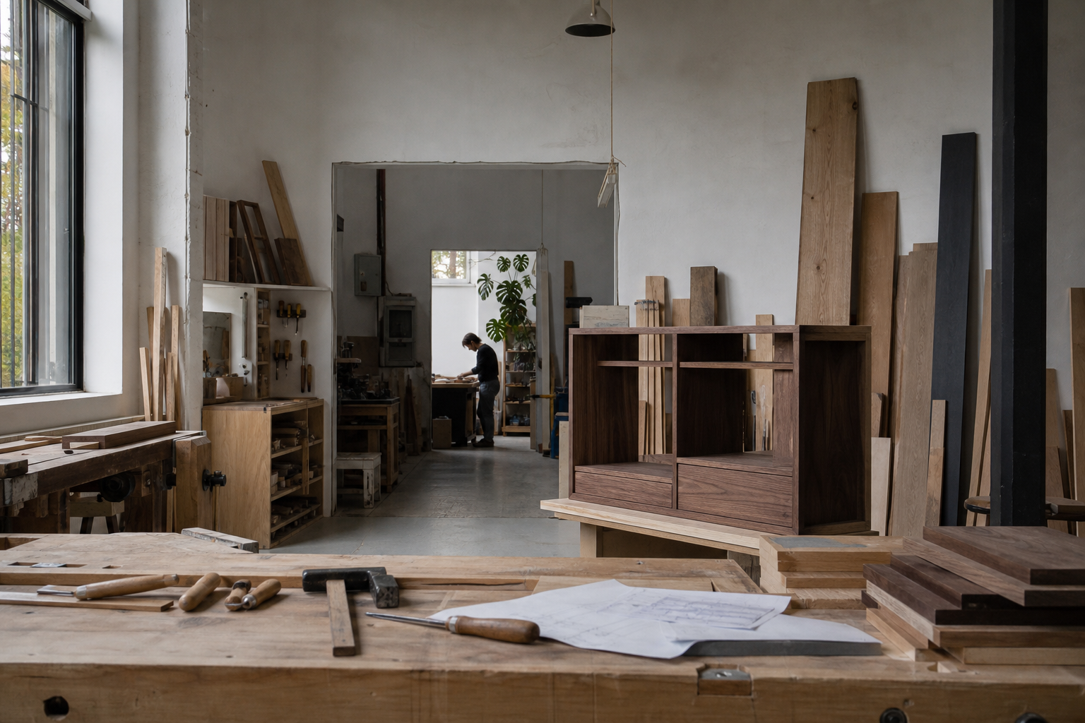 Atelier d’ébénisterie lumineux à Montreuil